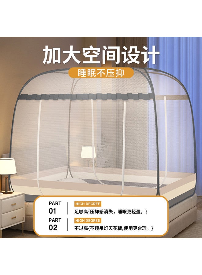 Red Bean Mosquito Net 1.8m Bed Double Household Yurt No Installation Printed Mosquito Net Double Door Dense Weave Thickened Reinforced Summer - Image 3